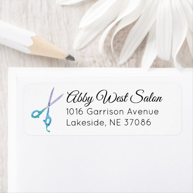 Étiquette d'adresse de retour du salon aquarelle (En situation)