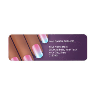 Étiquette d'adresse de retour du salon de ongle Pr