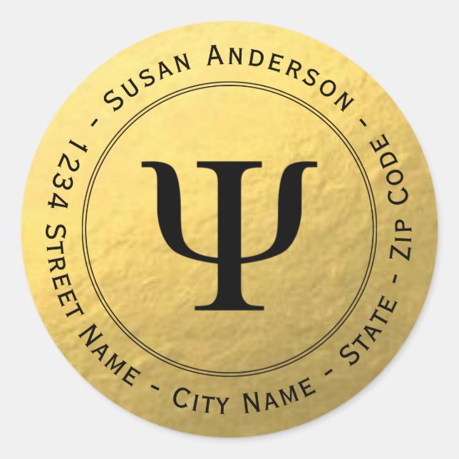 Étiquette d'adresse de retour du symbole Psi noir  (Devant)