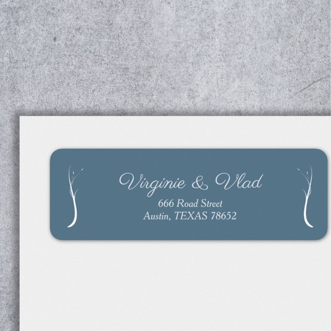 Étiquette d'adresse de retour Dusty Blue Mariage (Dusty Blue Wedding Return address label)