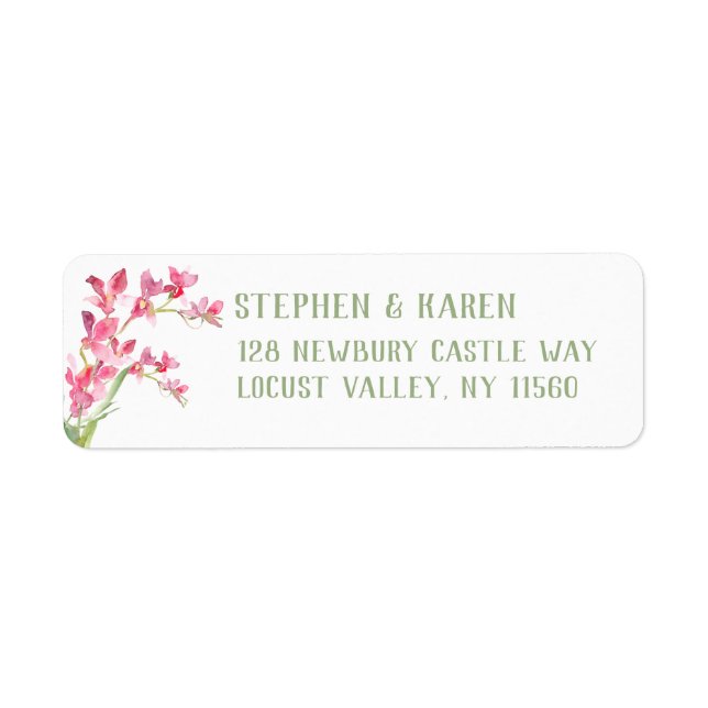 Étiquette d'adresse de retour élégante pour orchid (Devant)
