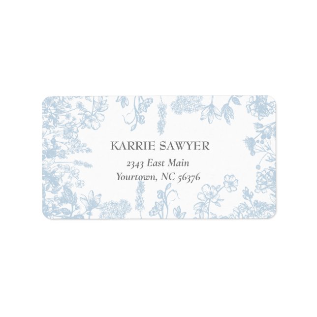 Étiquette d'adresse de retour en chinoiserie bleue (Devant)