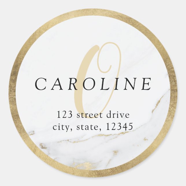 Étiquette d'adresse de retour en marbre d'or Faux (Devant)