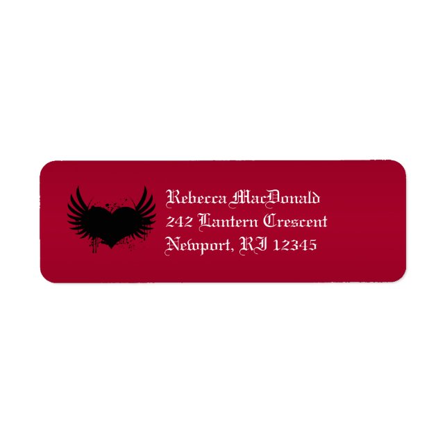 Étiquette d'adresse de retour en noir et rouge got (Devant)