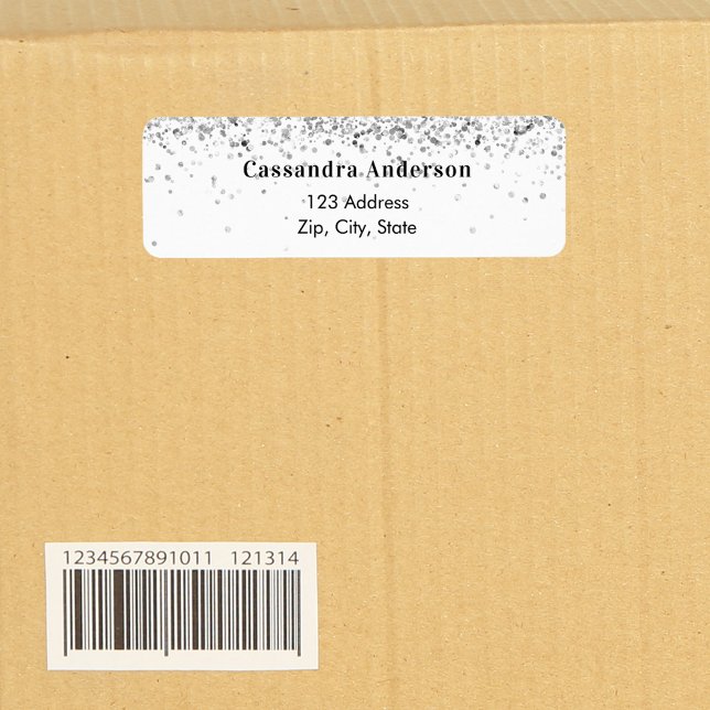 Étiquette d'adresse de retour en strass argenté bl (Créateur téléchargé)