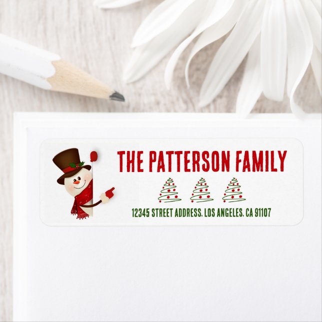 Étiquette d'adresse de retour Festin Christmas Sno (En situation)