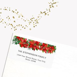 Étiquette d'adresse de retour festive de Noël Poin