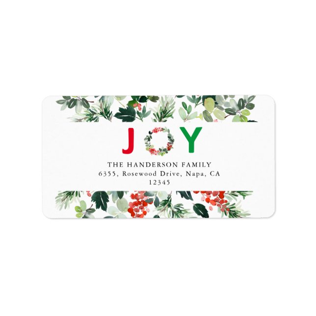 Étiquette d'adresse de retour Festive Joy Elegant (Devant)