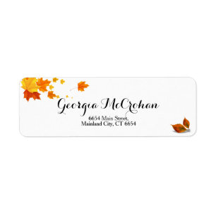 Étiquette d'adresse de retour Feuilles rouges oran