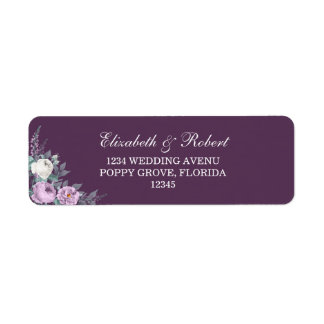 Étiquette d'adresse de retour Fleurie Violet Foncé