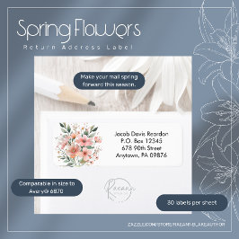Étiquette d'adresse de retour Fleurs de printemps