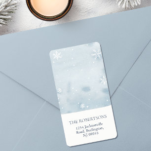 Étiquette d'adresse de retour Flocon de neige bleu