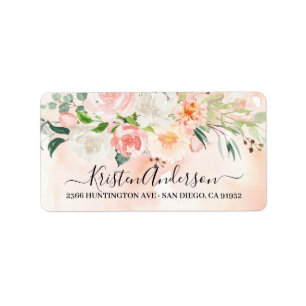 Étiquette d'adresse de retour Floral Aquarelle Ros