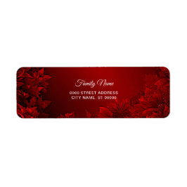 Étiquette d'adresse de retour Floral Feuille rouge