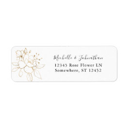 Étiquette d'adresse de retour Floral Gold Linal