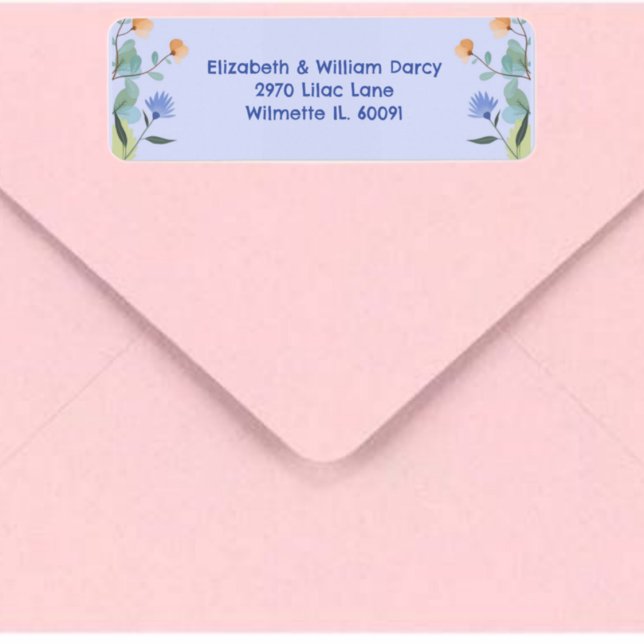 Étiquette d'adresse de retour Floral jaune et péri (Créateur téléchargé)