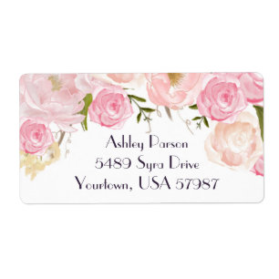 étiquette d'adresse de retour Floral rose