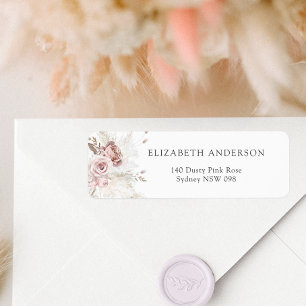 Étiquette d'adresse de retour Floral rose pâle