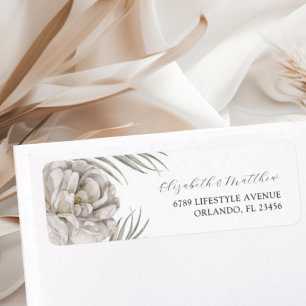 Étiquette d'adresse de retour florale blanche mode