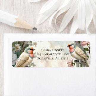 Étiquette d'adresse de retour florale LoveBird