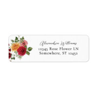 Étiquette d'adresse de retour florale multicolore