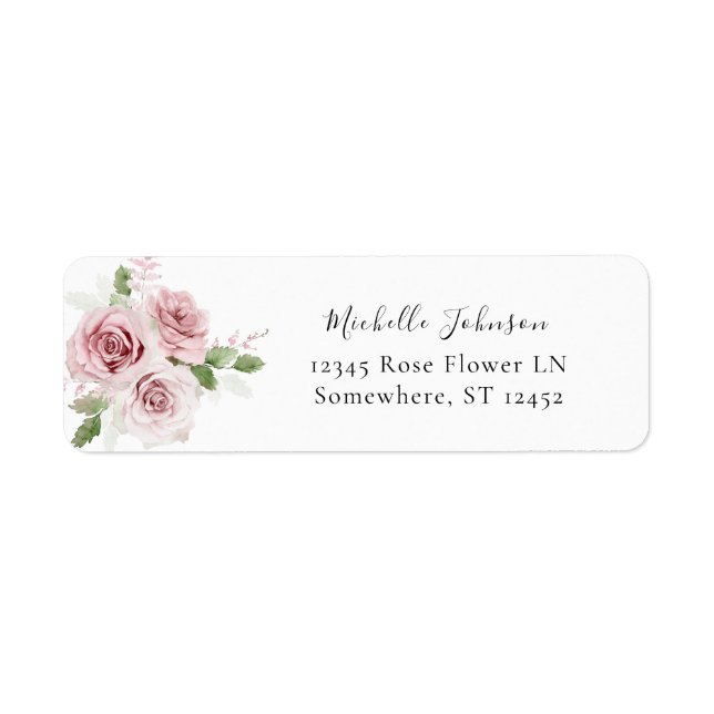 Étiquette d'adresse de retour florale rose (Devant)