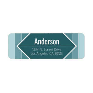 Étiquette d'adresse de retour géométrique vert gri