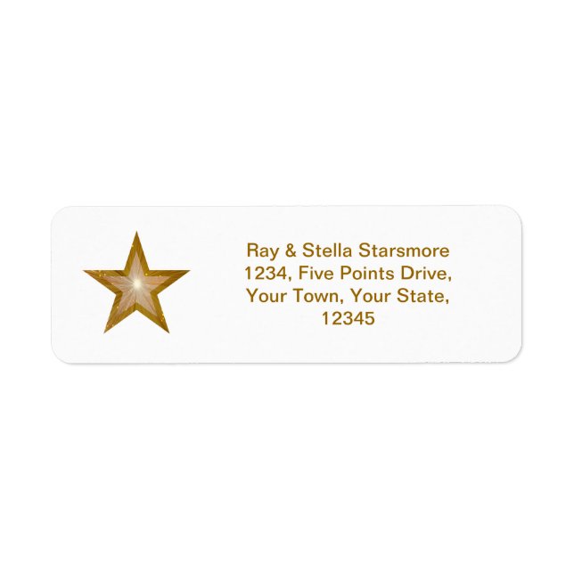 Étiquette d'adresse de retour Gold Star blanche (Devant)