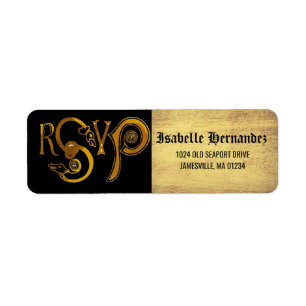 Étiquette d'adresse de retour Gold Victorian RSVP