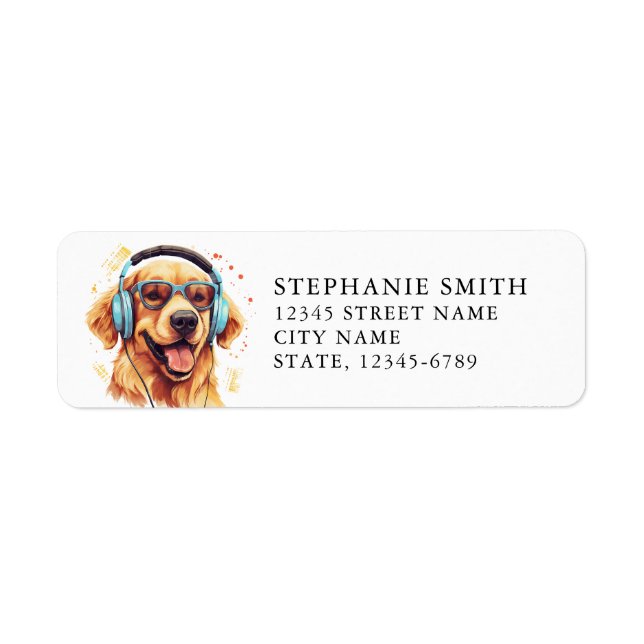 Étiquette d'adresse de retour Golden Retriever (Devant)