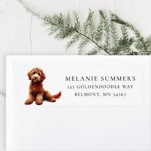 Étiquette d'adresse de retour Goldendoodle Brown