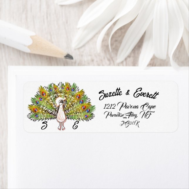 Étiquette d'adresse de retour Great Peacock (En situation)