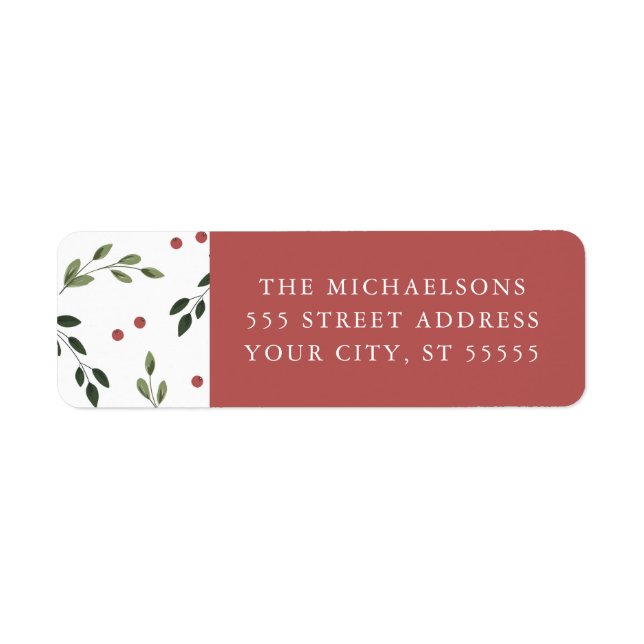 Étiquette d'adresse de retour Holiday Holly. (Devant)