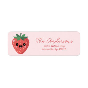 Étiquette d'adresse de retour Kawai fraise