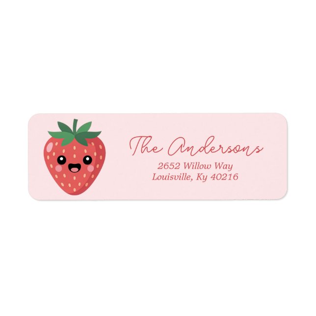 Étiquette d'adresse de retour Kawai Strawberry (Devant)