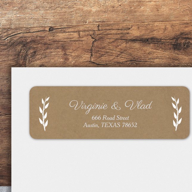 Étiquette d'adresse de retour Kraft & Rustic Maria (Kraft & Rustic Wedding Return address label)