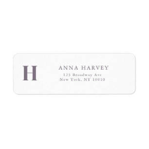 Étiquette d'adresse de retour Lavender Simple Mono