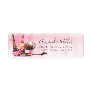 Étiquette d'adresse de retour maquillage chic