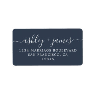 Étiquette d'adresse de retour Mariage noir chic Sc