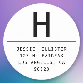 Étiquette d'adresse de retour minimaliste ronde