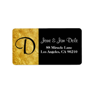 Étiquette d'adresse de retour Monogram Faux Gold &