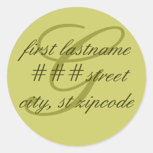 Étiquette d'adresse de retour monogramme "G" - per