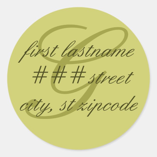 Étiquette d'adresse de retour monogramme "G" - per (Devant)