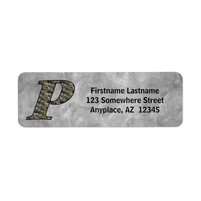Étiquette d'adresse de retour Monogramme Initial P (Devant)