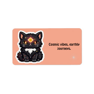 Étiquette d'adresse de retour Mystic Black Cat