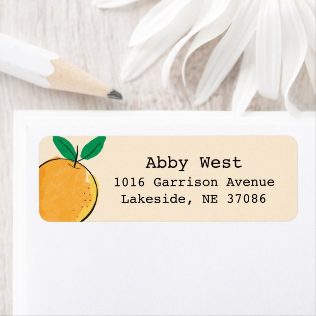 Étiquette d'adresse de retour orange de Cutie (En situation)