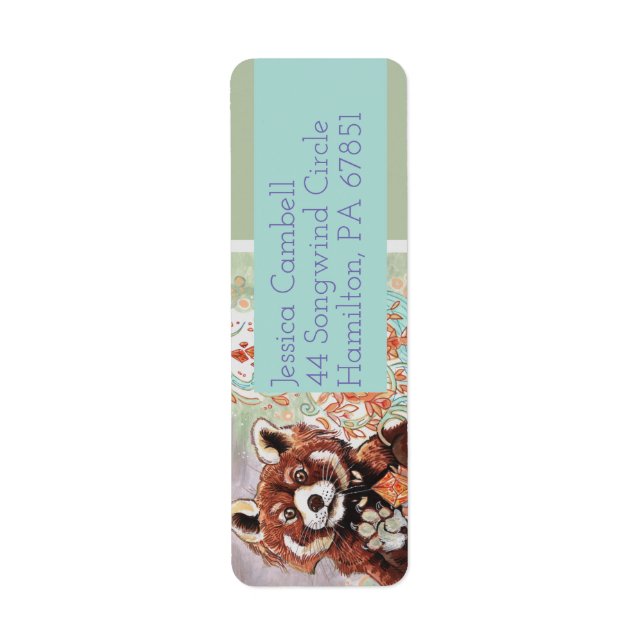 Étiquette d'adresse de retour Panda rouge (Devant)