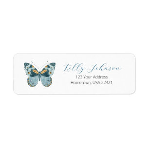 Étiquette d'adresse de retour Papillon Bleu