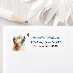 Étiquette d'adresse de retour Papillon Chien Shiba
