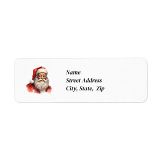 Étiquette d'adresse de retour Père Noël noire